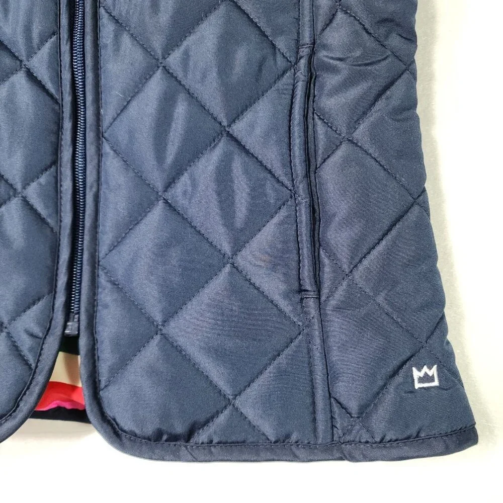 Crown & Ivy Kids Girl Quilted Vest XL Navy Preppy Pockets Full‎ Zip Trendy Belk